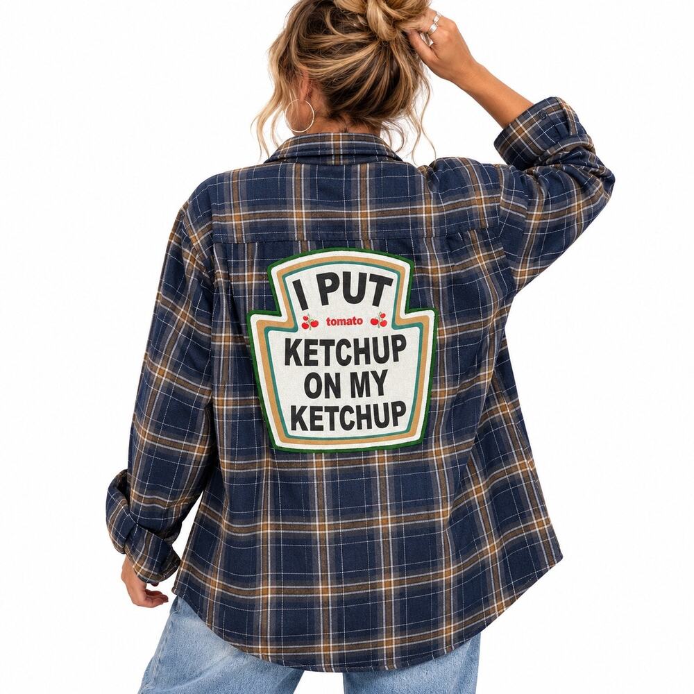 Weatherproof Vintage Upcycled Ketchup Plaid Flannel Shirt Sz L